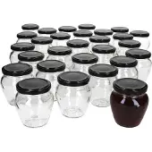 MamboCat 75er Set Marmeladengläser 212ml Deckel Schwarz Twist-Off TO 63 Einmachgläser Antipasti Konfitüre