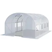 TOOLPORT Foliengewächshaus Gewächshaus 3x4m stabil & langlebig mit Fenster - reißfeste PE Plane 180g/m² weiß transparent