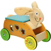 Johntoy Personalisierter Holz-Rutsche-Hase Lauflernspaß Holzfahrzeug Kinder ab 12 Monaten: Ohne Name