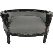 Casa Padrino Barock Hunde & Katzen Sofa Grau/Schwarz Hundebett & Katzenbett