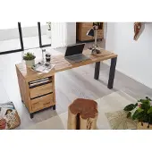 MASSIVMOEBEL24.DE MASSIVMOEBEL24 Schreibtisch Wildeiche 150x55x76 natur geölt VILLANDERS #140