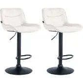 CLP 2er Set Barhocker Vonore Samt, Höhenverstellbar Und 360 Grad Drehbar | Farbe creme Gestell Farbe schwarz