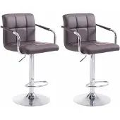 CLP 2er Set Barhocker Lucy V2 höhenverstellbar und drehbar braun Gestell Farbe chrom