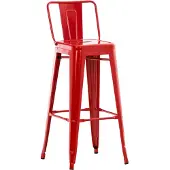 CLP Barhocker mit Lehne im Industrial-Look Mason, mit Rückenlehne und Fußablage | Farbe rot