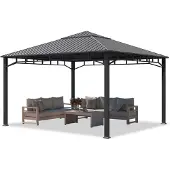 TOOLPORT Gartenpavillon 4x4 m Stahldach Hardtop, ohne Seitenteile, Pfosten 9x9 cm