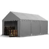 TOOLPORT Lagerzelt 3x6 m Unterstand Weidezelt Garagenzelt PVC Plane 700 N wasserdicht in grau