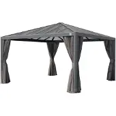 PRIMEYARD 4x4m Hardtop Gartenpavillon, inkl. 4 Seitenteile, loft grey - (300666)