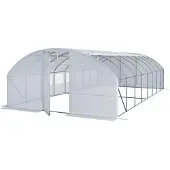 TOOLPORT Premium Foliengewächshaus 4x8m PE Plane 180g/m² weiß transparent