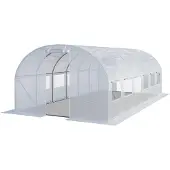 TOOLPORT Foliengewächshaus Gewächshaus 3x6m stabil & langlebig mit Fenster - reißfeste PE Plane 180g/m² weiß transparent