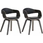 CLP 2er Set Stühle Kingston Kunstleder Mit Holzgestell schwarz/grau