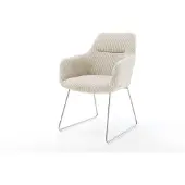 DELIFE Esszimmerstuhl Pejo-Flex Cord Beige Kufengestell Edelstahl Taschenfederkern