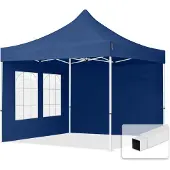 TOOLPORT 3x3m Stahl Faltpavillon, inkl. 2 Seitenteile, dunkelblau