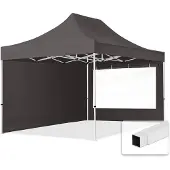 TOOLPORT 3x4,5m Stahl Faltpavillon, inkl. 2 Seitenteile, dunkelgrau