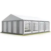 TOOLPORT Partyzelt Festzelt 4x8 m Garten-Pavillon PVC Plane 700 N in grau-weiß Wasserdicht