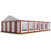 TOOLPORT Partyzelt Festzelt 6x12 m Garten-Pavillon PVC Plane 700 N in rot-weiß Wasserdicht