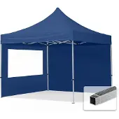 TOOLPORT 3x3m Aluminium Faltpavillon, inkl. 2 Seitenteile, dunkelblau