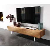 DELIFE Lowboard New Live-Edge 145 cm Akazie Natur 3 Türen Acrylfuß