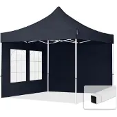 TOOLPORT 3x3m Stahl Faltpavillon, inkl. 2 Seitenteile, dunkelgrau