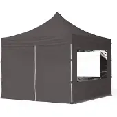 TOOLPORT 3x3m Aluminium Faltpavillon, inkl. 4 Seitenteile, dunkelgrau