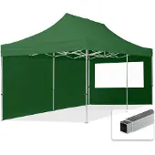TOOLPORT 3x6m Aluminium Faltpavillon, inkl. 2 Seitenteile, dunkelgrün