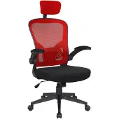 Trisens Bürostuhl Ergonomisch Drehstuhl Schreibtischstuhl Mesh Netzstoff office Stuhl,Farbe:Schwarz / Rot mit Kopfstütze