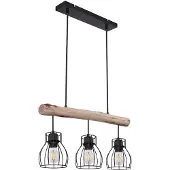 Etc-shop Hängeleuchte, Käfig Design, Holz, L 60 cm