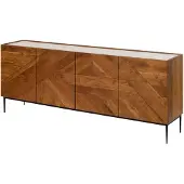 MASSIVMOEBEL24.DE MASSIVMOEBEL24 Sideboard Akazie 200x40x76 natur lackiert / Marmor weiß KARLSTAD #16