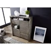 MASSIVMOEBEL24.DE MASSIVMOEBEL24 Highboard Akazie 131x45x147 grau lackiert PURE ACACIA #903