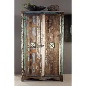 MASSIVMOEBEL24.DE Kleiderschrank Altholz 118x60x198 mehrfarbig lackiert NATURE OF SPIRIT #42