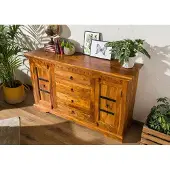 MASSIVMOEBEL24.DE MASSIVMOEBEL24 Sideboard Akazie 150x45x89 honig lackiert OXFORD #0513
