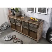 MASSIVMOEBEL24.DE MASSIVMOEBEL24 Sideboard Mango 180x40x90 braun lackiert HEAVY INDUSTRY #250