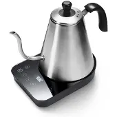 Tchibo elektrischer Wasserkocher, 800ml Fassungsvermögen, Schwanenhalskessel, Temperaturhaltefunktion, Schnellkochfunktion, LED-Display, für Kaffee, rostfreier Edelstahl