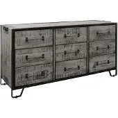 MASSIVMOEBEL24.DE MASSIVMOEBEL24 Sideboard Mango 150x45x80 grau lackiert HEAVY INDUSTRY #118