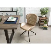 MASSIVMOEBEL24.DE MASSIVMOEBEL24 Stuhl Echtleder 61x52x86 beige IRON LABEL #612