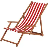 Erst-Holz Strandstuhl rot-weiß Gartenstuhl Deckchair Buche natur Relaxliege Sonnenliege Kissen 10-314 KH