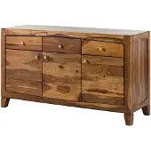 MASSIVMOEBEL24.DE MASSIVMOEBEL24 Sideboard Sheesham 140x45x80 braun lackiert ANCONA #122