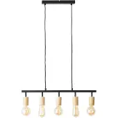 Brilliant Tiffany Balkenpendel, 5-flammig E27 Schwarz Matt Natur 99684/76