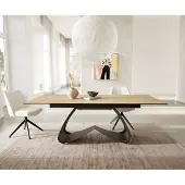 DELIFE Esstisch Edge 180-220x100 Keramik Laminam Sabbia Eichefarbig W-Gestell Effektfinish Titan Ausziehbar