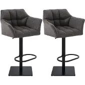 CLP 2er Set Barhocker Damaso Stoffbezug drehbar und höhenverstellbar bis 240 kg titangrau Gestell Farbe schwarz