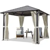 TOOLPORT Gartenpavillon 3x3 m Stahl-Dach mit Moskitonetzen und Seitenteilen in cream