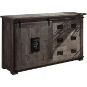 MASSIVMOEBEL24.DE MASSIVMOEBEL24 Sideboard Mango 140x45x85 grau lackiert RAILWAY #221