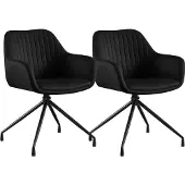 CLP 2er Set Esszimmerstühle Welby 180 Grad Schwenkmechanismus bis 150 kg belastbar schwarz