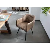 MASSIVMOEBEL24.DE MASSIVMOEBEL24 Stuhl Echtleder 54x61x76 beige IRON LABEL #12