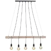 Etc-shop Hängeleuchte, Balken natur, Kabel schwarz, L 120 cm