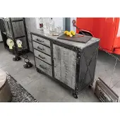 MASSIVMOEBEL24.DE MASSIVMOEBEL24 Sideboard Mango 120x46x92 grau lackiert HEAVY INDUSTRY #125
