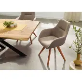 G + K MASSIVMOEBEL24 Drehstuhl Wildeiche 56x60x87 taupe TACOMA #12