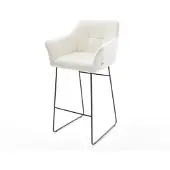 DELIFE Barstuhl Yulo-Flex Bouclé Soft Beige Kufengestell Metall Schwarz