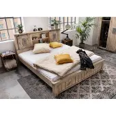 MASSIVMOEBEL24.DE Bett Mango 160x200x105 whitewash lackiert RAILWAY #373