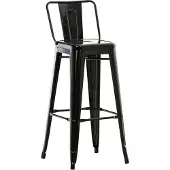 CLP Barhocker mit Lehne im Industrial-Look Mason, mit Rückenlehne und Fußablage | Farbe schwarz