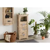 MASSIVMOEBEL24.DE MASSIVMOEBEL24 Kommode Mango 50x30x120 whitewash lackiert RAILWAY #381